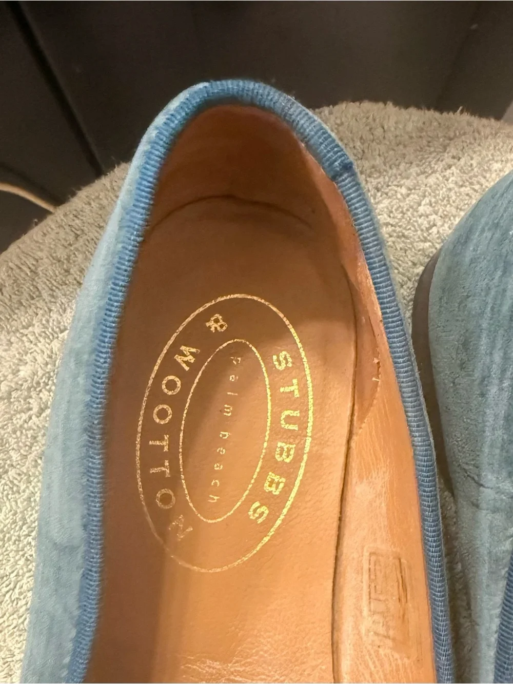 Stubbs & Wootton Blue Velvet Embroidered Smoking Loafers Men’s 9.5 Made Spain